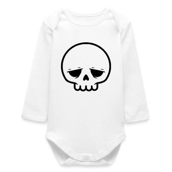 Sad Skull | Emo & Goth Design - Baby Organic Long-Sleeved Bodysuit - white - Front