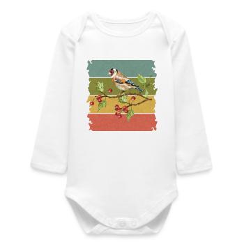Bunter Vogel - Baby Organic Langarmbody - Weiß - Vorne