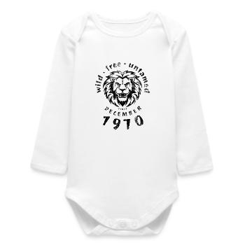 Wild, free & untamed since 12/1970 - Baby Organic Long-Sleeved Bodysuit - white - Front