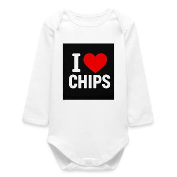 I Heart Chips - Baby Organic Long-Sleeved Bodysuit - white - Front