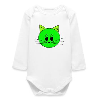 Tête de chat - Body bébé manches longues biologique - blanc - Devant