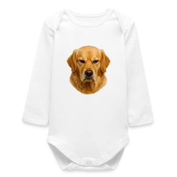 Golden Retriever Head Portrait - Baby Organic Long-Sleeved Bodysuit - white - Front