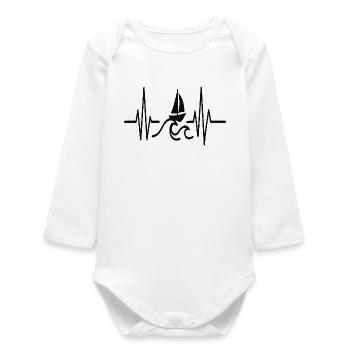 Boot Heartbeat Line Minimalistisches Segeldesign - Baby Organic Langarmbody - Weiß - Vorne
