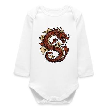 Chinese Dragon Mythical Red - Baby Organic Long-Sleeved Bodysuit - white - Front