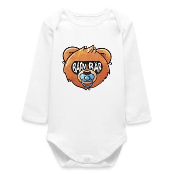 Babybär mit Schnuller  - Baby Organic Langarmbody - Weiß - Vorne