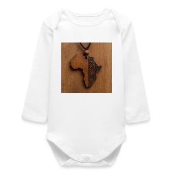 Afrika-Holzgraviertes Stammesmuster - Baby Organic Langarmbody - Weiß - Vorne