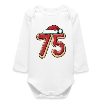 75 Number Biscuit Christmas - Baby Organic Long-Sleeved Bodysuit - white - Front