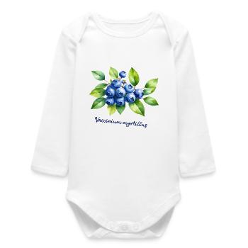 Blaubeere – botanische Illustration - Baby Organic Langarmbody - Weiß - Vorne