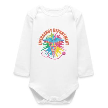 Colorful Emergency Emblem - Baby Organic Long-Sleeved Bodysuit - white - Front
