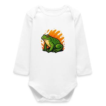 Flaming Green Goliath Frog - Baby Organic Long-Sleeved Bodysuit - white - Front