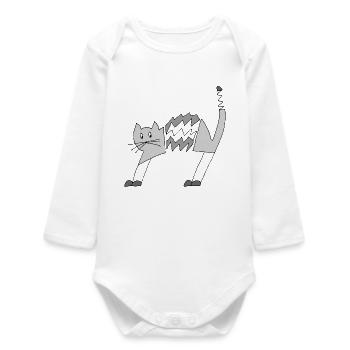 cat - Baby Organic Long-Sleeved Bodysuit - white - Front