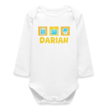 Darian as a given name - Baby Organic Long-Sleeved Bodysuit - white - Front