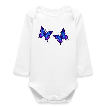 Schmetterlinge Neonblau - Baby Organic Langarmbody - Weiß - Vorne