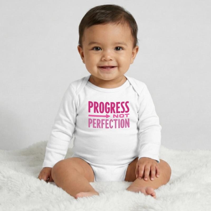 Le progrès, pas la perfection Le progrès compte Body bébé manches longues biologique