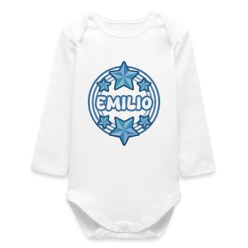 Nom : Emilio - Body bébé manches longues biologique - blanc - Devant