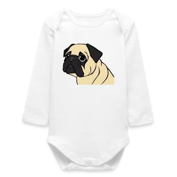 Mops Hunde T-shirt Geschenk Weihnachten - Baby Organic Langarmbody - Weiß - Vorne