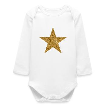 Étoile dorée vintage Étoile d’Étoile Étoile É - Body bébé manches longues biologique - blanc - Devant