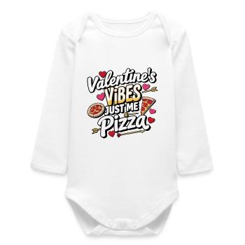 Valentins Vibes Pizza Liebe - Baby Organic Langarmbody - Weiß - Vorne