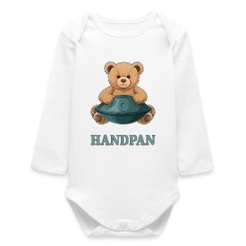 Ours en peluche Handpan - Body bébé manches longues biologique - blanc - Devant