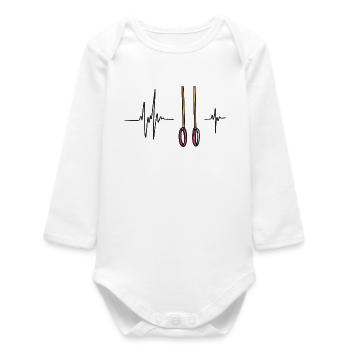 Gymnastics Rings | Rhythm Heart Athlete Strength - Baby Organic Long-Sleeved Bodysuit - white - Front
