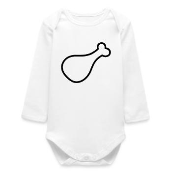 chicken thigh - Baby Organic Long-Sleeved Bodysuit - white - Front