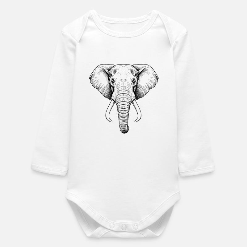 Elephant - Baby Organic Long-Sleeved Bodysuit - white