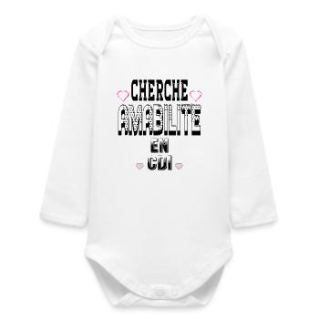 Cherche Amabilité en CDI - Body bébé manches longues biologique - blanc - Devant