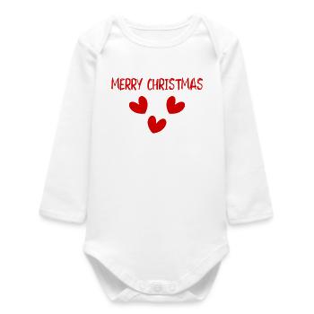 NOËL. JOYEUX NOËL. MERRY CHRISTMAS. PÈRE NOËL - Body bébé manches longues biologique - blanc - Devant