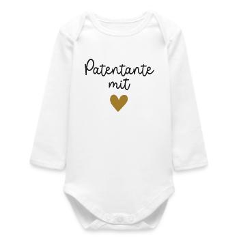 Godmother with a heart - Best godmother 2026 - Baby Organic Long-Sleeved Bodysuit - white - Front