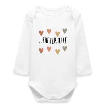 Amour pour tous, paix, joie, paix, paix mondiale - Body bébé manches longues biologique - blanc - Devant