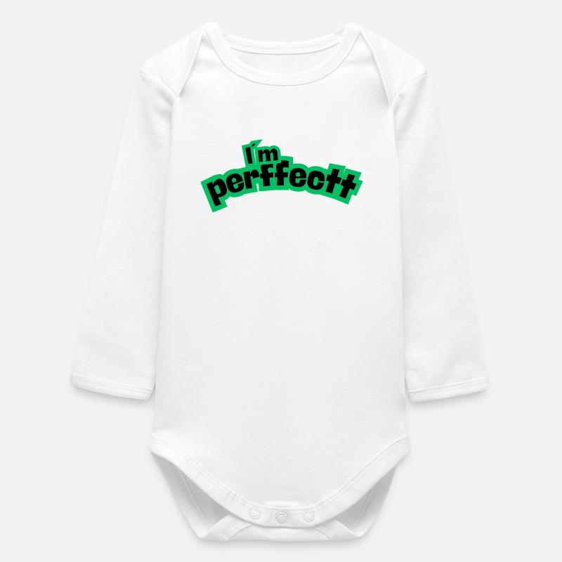 Vert parfait - Body bébé manches longues biologique - blanc