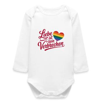 Love Is Not a Crime - Cool Pride Logo - Baby Organic Long-Sleeved Bodysuit - white - Front