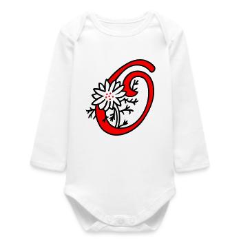 Buchstabe O Initiale - Baby Organic Langarmbody - Weiß - Vorne