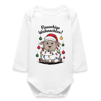 Mouton Berger de Noël duveteux drôle - Body bébé manches longues biologique - blanc - Devant