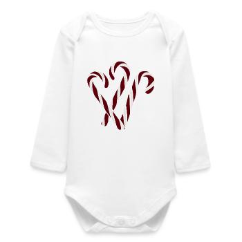 Candy canes - Baby Organic Long-Sleeved Bodysuit - white - Front