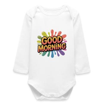 Good Morning Rainbow Splash - Baby Organic Long-Sleeved Bodysuit - white - Front