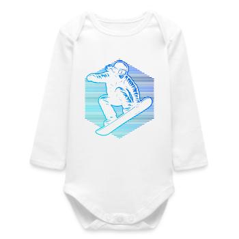 Neon Snowboarder Stripes - Baby Organic Long-Sleeved Bodysuit - white - Front