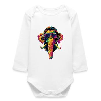 Mammouth Mammouth Laineux Âge glaciaire Mammouths Mammouth Doux - Body bébé manches longues biologique - blanc - Devant
