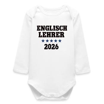 Professeur d’anglais 2026 École d’anglais - Body bébé manches longues biologique - blanc - Devant