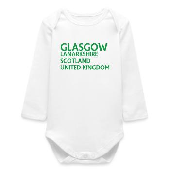 Glasgow – Scozia Textdesign - Body neonato a maniche lunghe in cotone biologico - bianco - Fronte