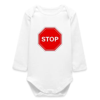 Stop sign - Baby Organic Long-Sleeved Bodysuit - white - Front