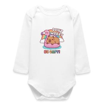 Mignons capybaras Détendez-vous sur le flamant rose Ne vous inquiétez pas Soyez capy - Body bébé manches longues biologique - blanc - Devant