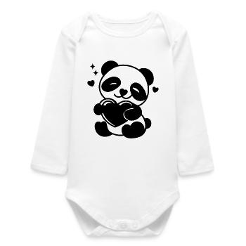 Panda Coeur Doux - Body bébé manches longues biologique - blanc - Devant