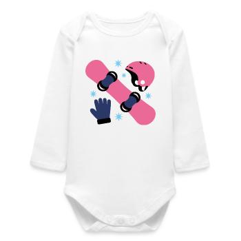 Glam Skate Pink and Blue Helmet - Baby Organic Long-Sleeved Bodysuit - white - Front