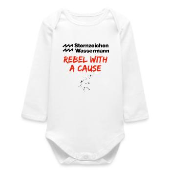 Signe du zodiaque Verseau, Rebelle avec une Cause Naissance - Body bébé manches longues biologique - blanc - Devant