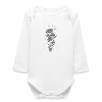 Wittgenstein Wisdom Stupidity Quote Tee - Baby Organic Long-Sleeved Bodysuit - white - Front