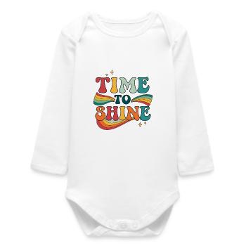 Time to Shine Retro Rainbow - Baby Organic Long-Sleeved Bodysuit - white - Front