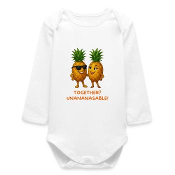 Duo Ananas : Ensemble Unpineapple - Body bébé manches longues biologique - blanc - Devant