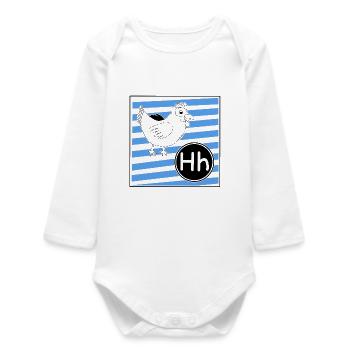 H for Chicken - Baby Organic Long-Sleeved Bodysuit - white - Front