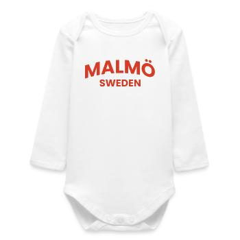 Malmö Red Typography - Baby Organic Long-Sleeved Bodysuit - white - Front